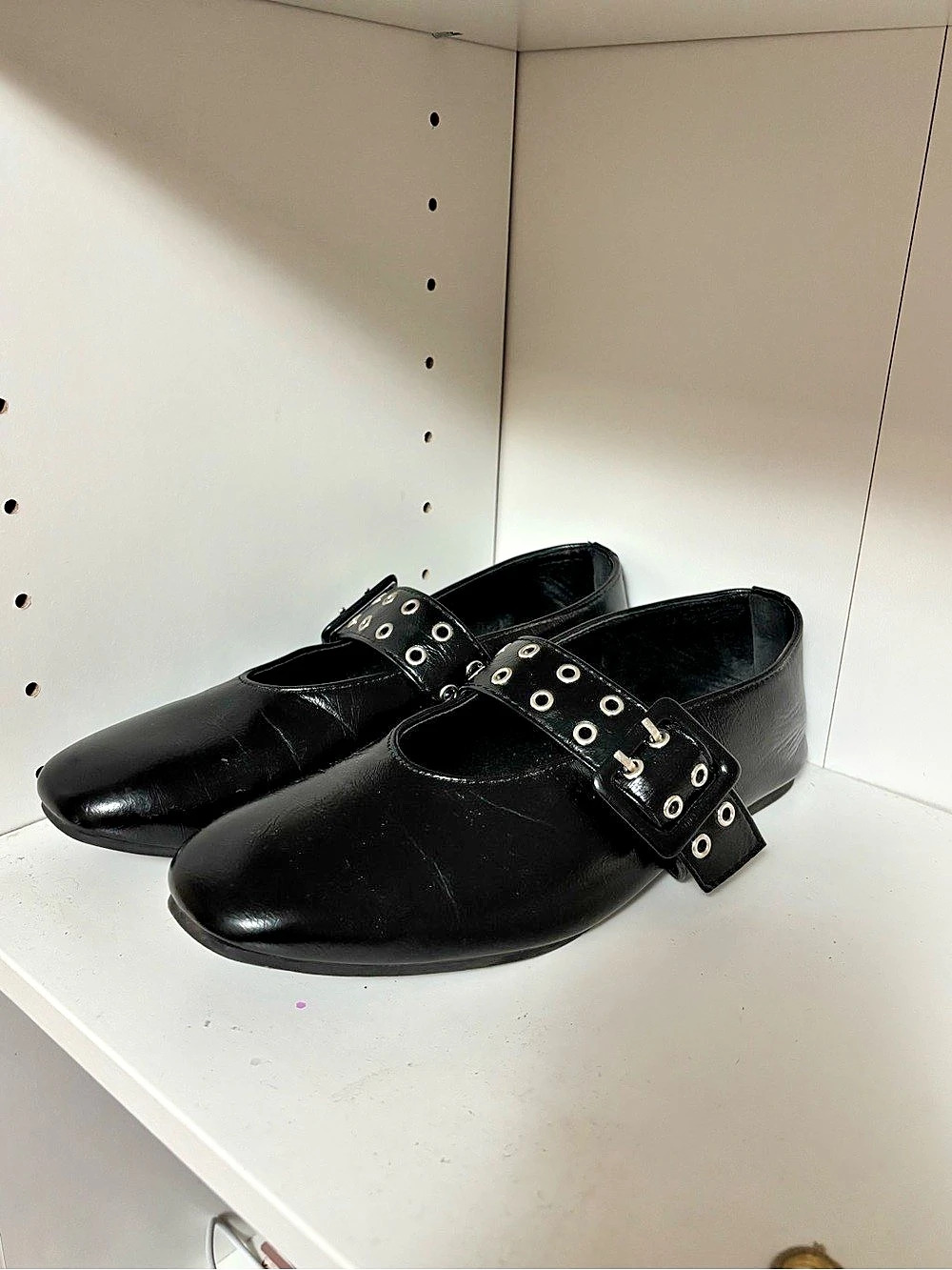 Open Edit Oriana Pointed Toe Mary Jane Flat Black